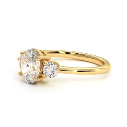 خاتم سوليتير ألماسة Promesse ثلاثي – بيضاوي ودائري l Celinni