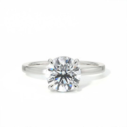 Bague de Fian&ccedil;ailles Promesse Rond Halo Cach&eacute; Or Blanc