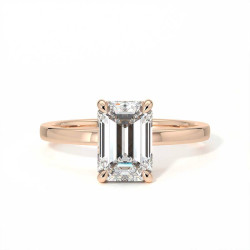 Bague de Fian&ccedil;ailles Diamant Promesse Taille Emeraude Halo Cach&eacute; | Celinni Paris