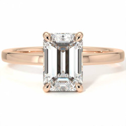 Bague de Fian&ccedil;ailles Diamant Promesse Taille Emeraude Halo Cach&eacute; | Celinni Paris