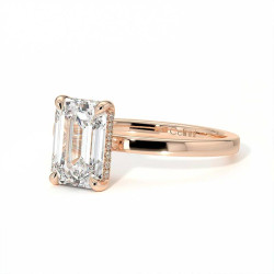 Bague de Fian&ccedil;ailles Diamant Promesse Taille Emeraude Halo Cach&eacute; | Celinni Paris