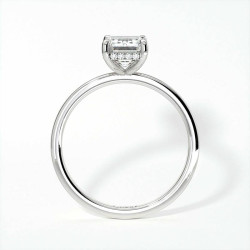 Bague de Fian&ccedil;ailles Diamant Promesse Taille Emeraude Halo Cach&eacute; | Celinni Paris