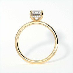 Bague de Fian&ccedil;ailles Diamant Promesse Taille Emeraude Halo Cach&eacute; | Celinni Paris