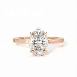 Bague de Fian&ccedil;ailles Diamant Promesse Ovale Halo Cach&eacute; | Celinni Paris