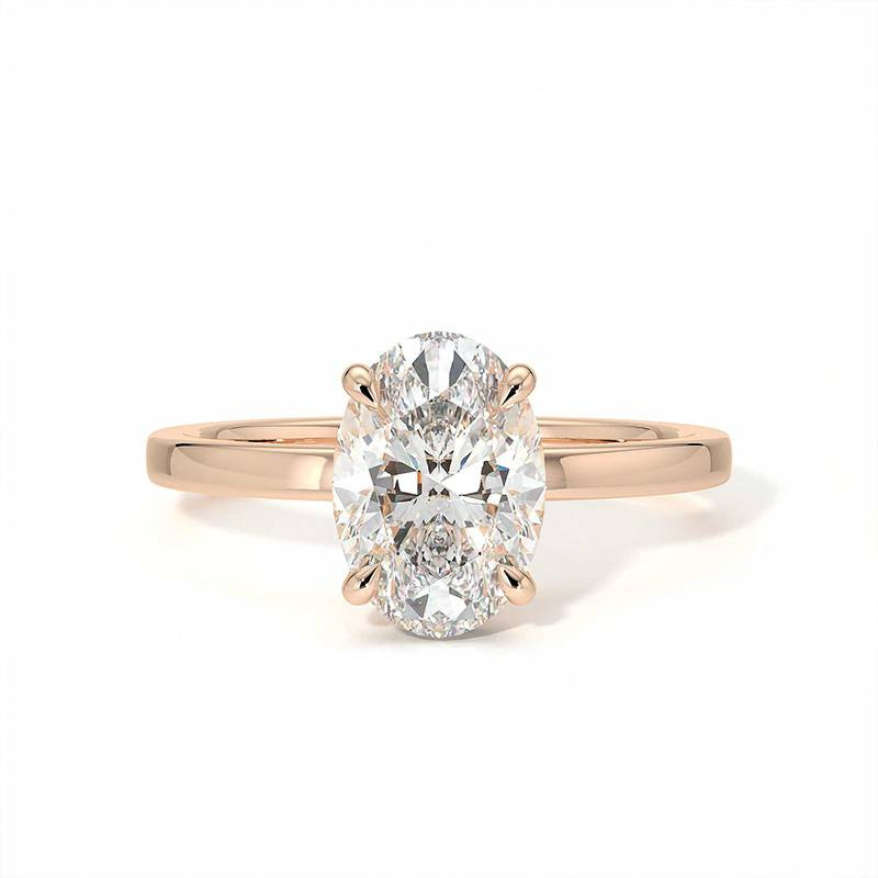 Bague de Fian&ccedil;ailles Diamant Promesse Ovale Halo Cach&eacute; | Celinni Paris