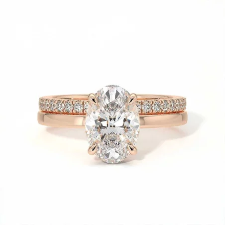 Engagement Ring Diamond Promesse Oval Halo Hidden