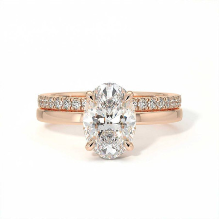 Verlobungs Ring Diamant Promesse Oval Halo Versteckt