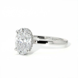 Bague de Fian&ccedil;ailles Diamant Promesse Ovale Halo Cach&eacute; | Celinni Paris
