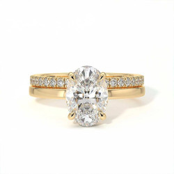 Bague de Fian&ccedil;ailles Diamant Promesse Ovale Halo Cach&eacute; | Celinni Paris