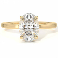 Bague de Fian&ccedil;ailles Diamant Promesse Ovale Halo Cach&eacute; | Celinni Paris