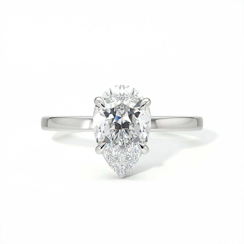 Bague de Fian&ccedil;ailles Diamant Promesse Poire Halo Cach&eacute; | Celinni Paris