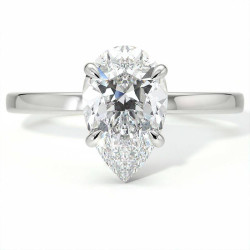 Bague de Fian&ccedil;ailles Diamant Promesse Poire Halo Cach&eacute; | Celinni Paris