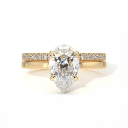 Celinni - مخفي Halo بقطعة كمثرى مع Promesse خاتم خطوبة الماس