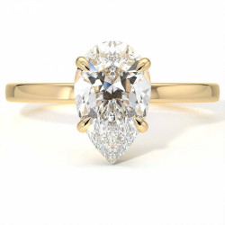 Celinni - مخفي Halo بقطعة كمثرى مع Promesse خاتم خطوبة الماس