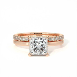 Bague de Fian&ccedil;ailles Diamant Promesse Princesse Halo Cach&eacute;