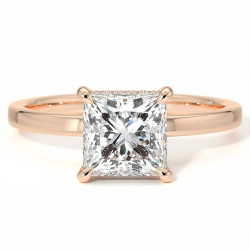 Bague de Fian&ccedil;ailles Diamant Promesse Princesse Halo Cach&eacute;