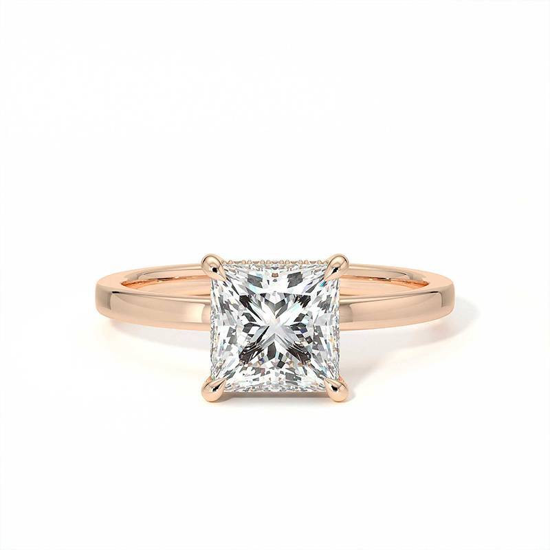 Verlovings Ring Diamant Promesse Prinses Halo Verborgen