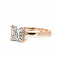 Bague de Fian&ccedil;ailles Diamant Promesse Princesse Halo Cach&eacute;
