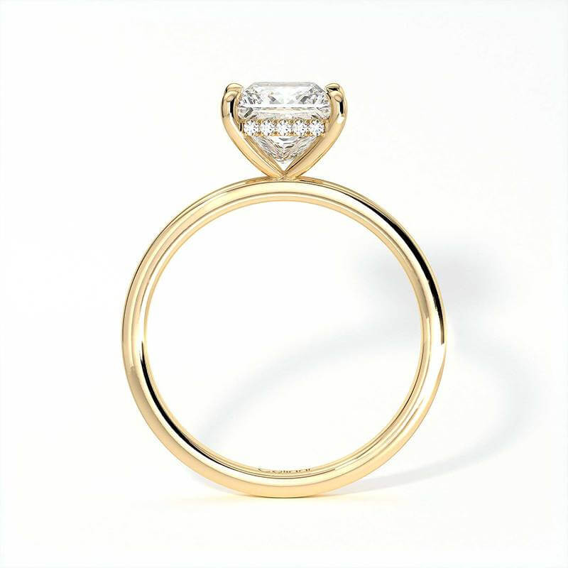 Bague de Fian&ccedil;ailles Diamant Promesse Princesse Halo Cach&eacute;