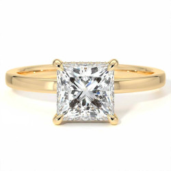 Bague de Fian&ccedil;ailles Diamant Promesse Princesse Halo Cach&eacute;