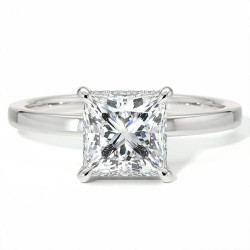 Bague de Fian&ccedil;ailles Diamant Promesse Princesse Halo Cach&eacute;