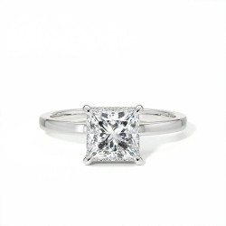 Bague de Fian&ccedil;ailles Promesse Princesse Halo Cach&eacute; Or Blanc