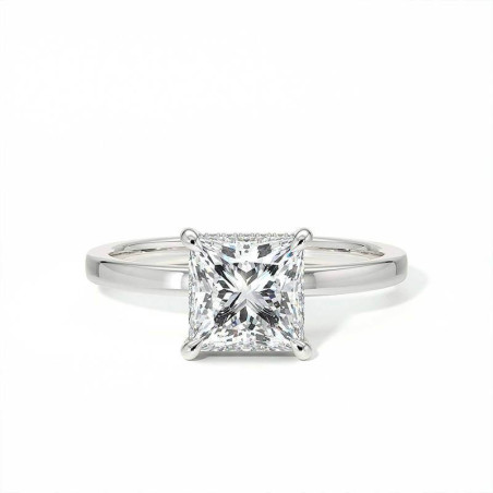 Anillo de Compromiso Diamante Promesse Princesa Halo Oculto
