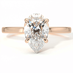 Celinni - مخفي Halo بقطعة كمثرى مع Promesse خاتم خطوبة الماس