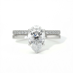 Bague de Fian&ccedil;ailles Diamant Promesse Poire Halo Cach&eacute; | Celinni Paris