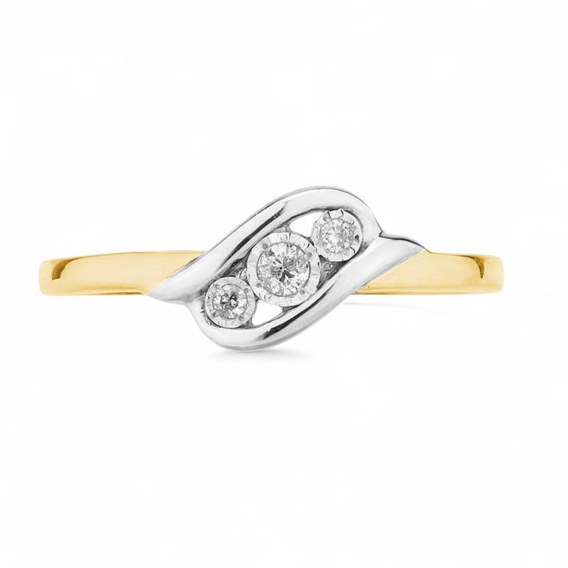 Suzy Natural Diamond Trilogy Ring in 18K Gold