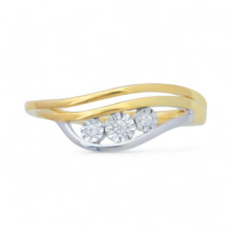Heloise Natural Diamond Trilogy Ring in 18K Gold