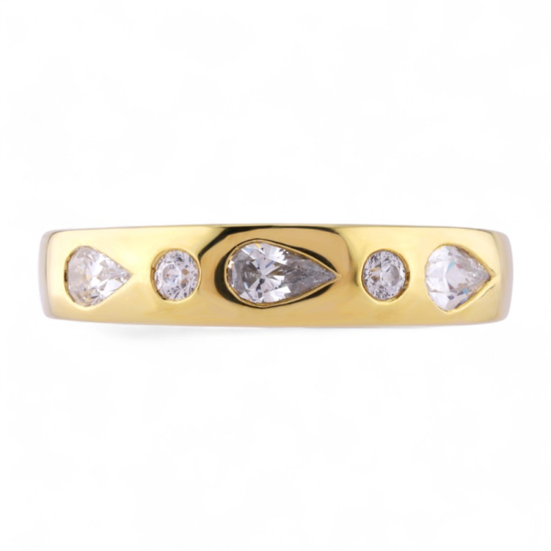 Bague Flavie en Or 18K avec Halo de Diamants Naturels