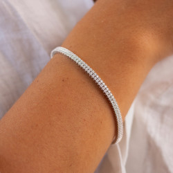 Bracelet Tennis Diamant Double Rang Or Blanc 18K 2 Carats