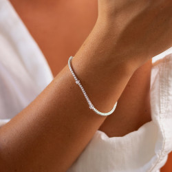 Bracelet Tennis Diamants Or Blanc 18K 2 Carats Elle