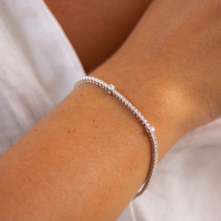 Bracelet Tennis Diamants Or Blanc 18K 2 Carats Elle