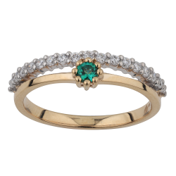 Anillo Esmeralda Redonda Mila – Oro de 18K y Diamantes Naturales