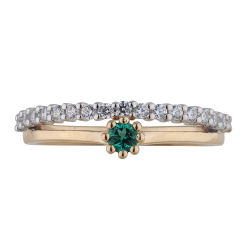 Mila Round Emerald Ring – 18K Gold and Natural Diamonds