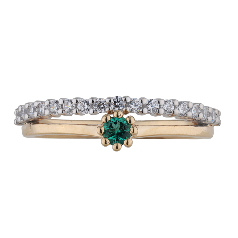 Mila Emerald and Natural Diamond Ring in 18K Gold
