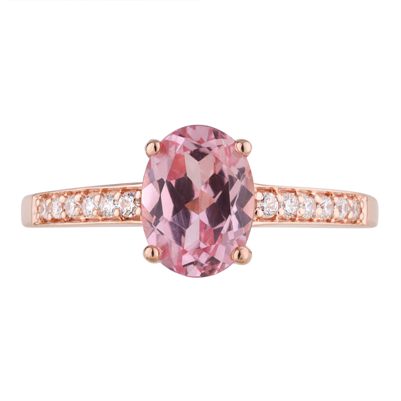 Louane Pink Sapphire and Natural Diamond Ring in 18K Gold