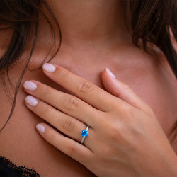 Anillo Aguamarina Louise – Oro de 18K y Diamantes Naturales