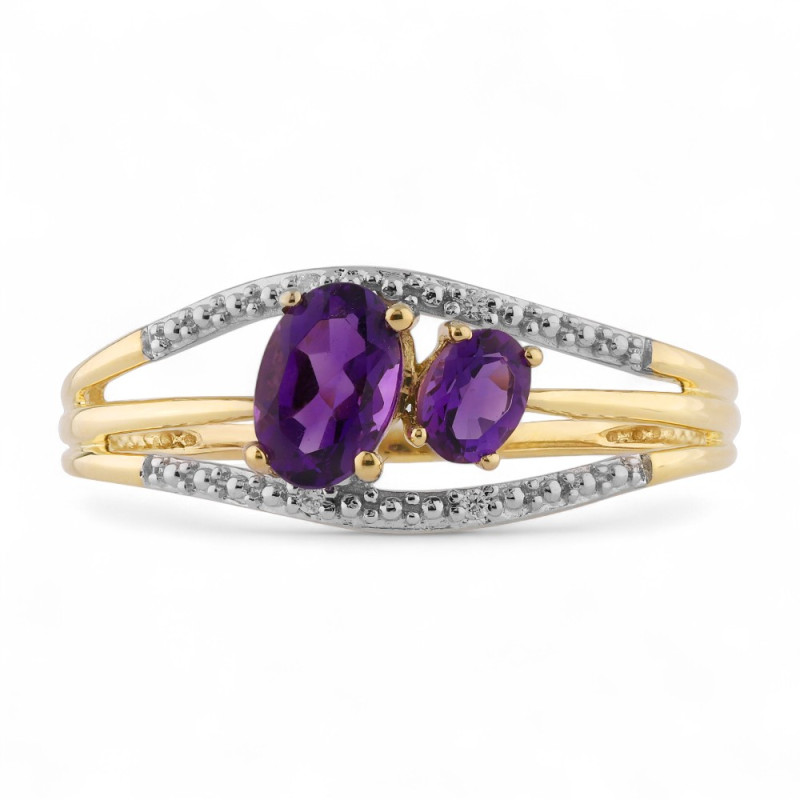 Bague Améthyste et Diamants Naturels Lucinda en Or 18K