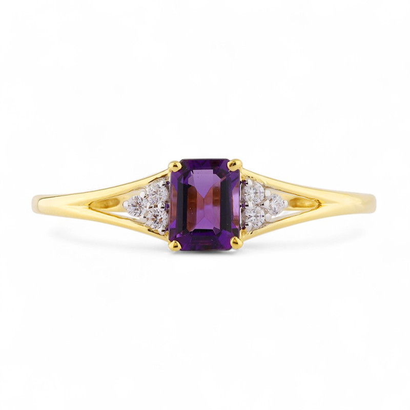 Bague Améthyste et Diamants Naturels Ludivine en Or 18K