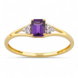 Anillo Amatista Ludivine – Oro de 18K y Diamantes Naturales