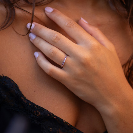 Anillo de Zafiro Rosa y Diamantes Naturales Lou en Oro de 18K