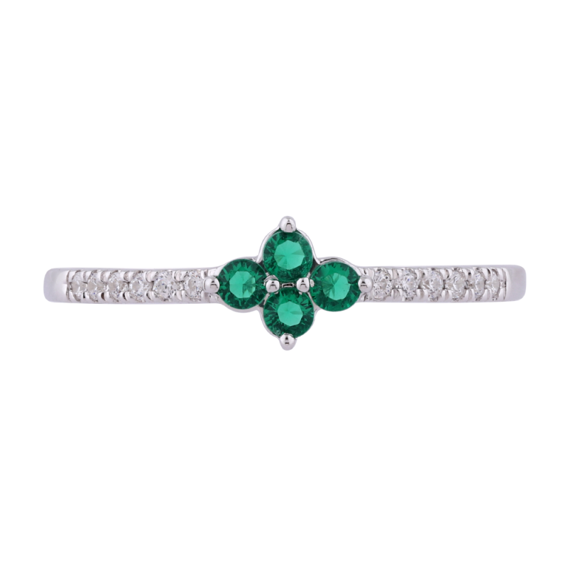 Lola Emerald and Natural Diamond Ring in 18K Gold