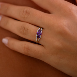 Livia Amethyst Ring – 18K Gold and Natural Diamonds
