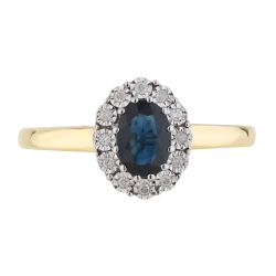 Line Blue Sapphire Ring – 18K Gold and Natural Diamonds