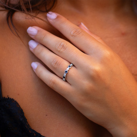 Anillo de Zafiros y Diamantes Naturales Julie en Oro de 18K