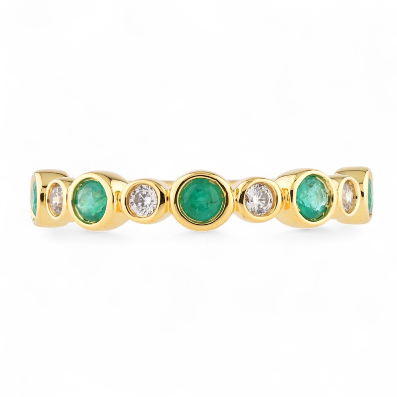 Bague Émeraude et Diamants Naturels Julie en Or 18K