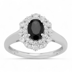 Bague Saphir Noir Julia - Or 18K et Diamants Naturels